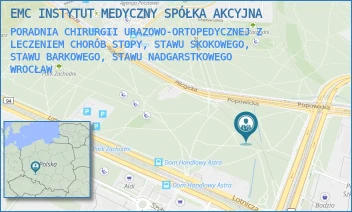 PORADNIA CHIRURGII URAZOWO-ORTOPEDYCZNEJ Z LECZENIEM CHORÓB STOPY, STAWU SKOKOWEGO, STAWU BARKOWEGO, STAWU NADGARSTKOWEGO - EMC INSTYTUT MEDYCZNY SPÓŁKA AKCYJNA - UL. PILCZYCKA 144-148,  WROCŁAW