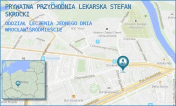 ODDZIAŁ LECZENIA JEDNEGO DNIA - STEFAN SKROCKI PRYWATNA PRZYCHODNIA LEKARSKA - UL. GRUNWALDZKA 69,  WROCŁAW-ŚRÓDMIEŚCIE