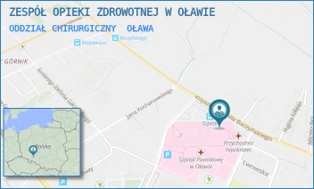 ODDZIAŁ CHIRURGICZNY - ZESPÓŁ OPIEKI ZDROWOTNEJ W OŁAWIE - UL. KRZYSZTOFA KAMILA BACZYŃSKIEGO 1,  OŁAWA