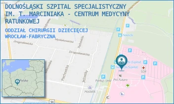 ODDZIAŁ CHIRURGII DZIECIĘCEJ - DOLNOŚLĄSKI SZPITAL SPECJALISTYCZNY IM. T. MARCINIAKA - CENTRUM MEDYCYNY RATUNKOWEJ - UL. GEN. AUGUSTA EMILA FIELDORFA 2,  WROCŁAW-FABRYCZNA