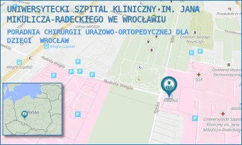 PORADNIA CHIRURGII URAZOWO-ORTOPEDYCZNEJ DLA DZIECI - UNIWERSYTECKI SZPITAL KLINICZNY IM. JANA MIKULICZA-RADECKIEGO WE WROCŁAWIU - UL. BOROWSKA 213,  WROCŁAW