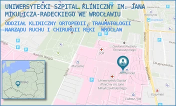 ODDZIAŁ KLINICZNY ORTOPEDII, TRAUMATOLOGII NARZĄDU RUCHU I CHIRURGII RĘKI - UNIWERSYTECKI SZPITAL KLINICZNY IM. JANA MIKULICZA-RADECKIEGO WE WROCŁAWIU - UL. BOROWSKA 213,  WROCŁAW