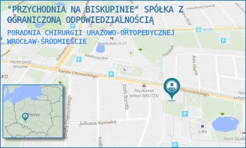PORADNIA CHIRURGII URAZOWO-ORTOPEDYCZNEJ - "PRZYCHODNIA NA BISKUPINIE" SPÓŁKA Z OGRANICZONĄ ODPOWIEDZIALNOŚCIĄ - UL. KAROLA OLSZEWSKIEGO 21,  WROCŁAW-ŚRÓDMIEŚCIE