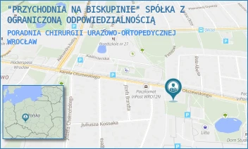 PORADNIA CHIRURGII URAZOWO-ORTOPEDYCZNEJ - "PRZYCHODNIA NA BISKUPINIE" SPÓŁKA Z OGRANICZONĄ ODPOWIEDZIALNOŚCIĄ - UL. KAROLA OLSZEWSKIEGO 21,  WROCŁAW