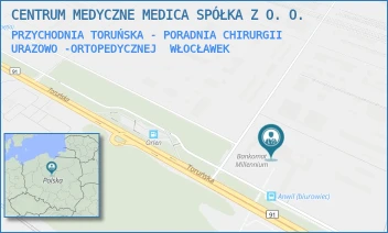 PRZYCHODNIA TORUŃSKA - PORADNIA CHIRURGII URAZOWO -ORTOPEDYCZNEJ - CENTRUM MEDYCZNE MEDICA SPÓŁKA Z O. O. - TORUŃSKA 222,  WŁOCŁAWEK