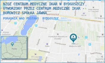 PORADNIA WAD POSTAWY - NZOZ CENTRUM MEDYCZNE IKAR W BYDGOSZCZY UTWORZONY PRZEZ CENTRUM MEDYCZNE IKAR - BOROWICZ SPÓŁKA JAWNA - FROMBORSKA 18,  BYDGOSZCZ