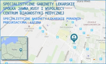 SPECJALISTYCZNE GABINETY LEKARSKIE PORADNIA PRELUKSACYJNA - SPECJALISTYCZNE GABINETY LEKARSKIE SPÓŁKA JAWNA KUSY I WSPÓLNICY  CENTRUM DIAGNOSTYKI MEDYCZNEJ - GÓRNICZA 3,  ŁĘCZNA