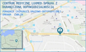 PORADNIA CHIRURGII URAZOWO-ORTOPEDYCZNEJ - ORKANA - CENTRUM MEDYCZNE LUXMED SPÓŁKA Z OGRANICZONĄ ODPOWIEDZIALNOŚCIĄ - WŁADYSŁAWA ORKANA 7,  LUBLIN