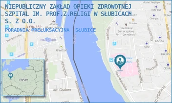 PORADNIA PRELUKSACYJNA - NIEPUBLICZNY ZAKŁAD OPIEKI ZDROWOTNEJ SZPITAL IM. PROF.Z.RELIGI W SŁUBICACH S. Z O.O. - UL. NADODRZAŃSKA 6,  SŁUBICE