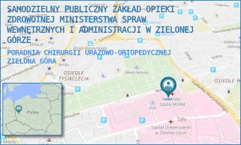 PORADNIA CHIRURGII URAZOWO-ORTOPEDYCZNEJ - SAMODZIELNY PUBLICZNY ZAKŁAD OPIEKI ZDROWOTNEJ MINISTERSTWA SPRAW WEWNĘTRZNYCH I ADMINISTRACJI W ZIELONEJ GÓRZE - UL. WAZÓW 42,  ZIELONA GÓRA
