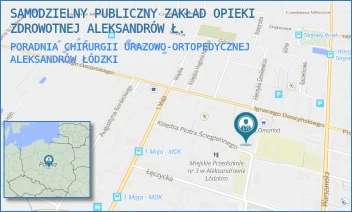 PORADNIA CHIRURGII URAZOWO-ORTOPEDYCZNEJ - SAMODZIELNY PUBLICZNY ZAKŁAD OPIEKI ZDROWOTNEJ ALEKSANDRÓW Ł. - UL. MARII SKŁODOWSKIEJ - CURIE 1,  ALEKSANDRÓW ŁÓDZKI