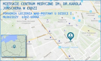 PORADNIA LECZENIA WAD POSTAWY U DZIECI I MŁODZIEŻY - MIEJSKIE CENTRUM MEDYCZNE IM. DR.KAROLA JONSCHERA W ŁODZI - UL. LECZNICZA 6,  ŁÓDŹ-GÓRNA