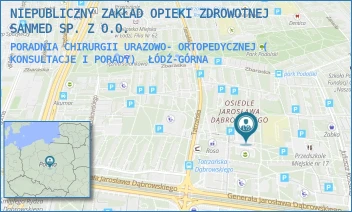 PORADNIA CHIRURGII URAZOWO- ORTOPEDYCZNEJ ( KONSULTACJE I PORADY) - NIEPUBLICZNY ZAKŁAD OPIEKI ZDROWOTNEJ SANMED SP. Z O.O. - UL. TATRZAŃSKA 112,  ŁÓDŹ-GÓRNA