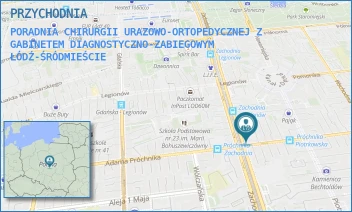 PORADNIA CHIRURGII URAZOWO-ORTOPEDYCZNEJ Z GABINETEM DIAGNOSTYCZNO-ZABIEGOWYM - PRZYCHODNIA - UL. ADAMA PRÓCHNIKA 11,  ŁÓDŹ-ŚRÓDMIEŚCIE