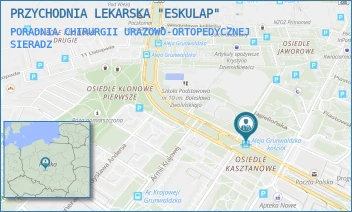 PORADNIA CHIRURGII URAZOWO-ORTOPEDYCZNEJ - PRZYCHODNIA LEKARSKA "ESKULAP" - UL. KS. JERZEGO POPIEŁUSZKI 2,  SIERADZ
