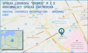 ODDZIAŁ CHIRURGII ORTOPEDYCZNO - URAZOWEJ - SPÓŁKA LEKARSKA "KROMED" M I D KROCHMALSCY - UL. MIKOŁAJA KOPERNIKA 38,  ŁÓDŹ