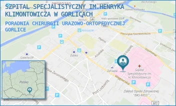 PORADNIA CHIRURGII URAZOWO-ORTOPEDYCZNEJ - SZPITAL SPECJALISTYCZNY IM.HENRYKA KLIMONTOWICZA W GORLICACH - UL. WĘGIERSKA 21,  GORLICE
