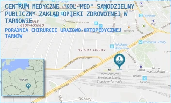 PORADNIA CHIRURGII URAZOWO-ORTOPEDYCZNEJ - CENTRUM MEDYCZNE "KOL-MED" SAMODZIELNY PUBLICZNY ZAKŁAD OPIEKI ZDROWOTNEJ W TARNOWIE - UL. PL. DWORCOWY 6,  TARNÓW