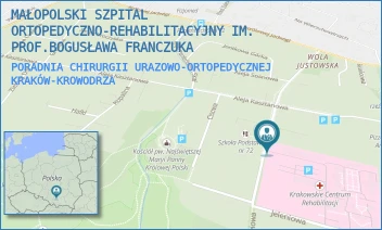 PORADNIA CHIRURGII URAZOWO-ORTOPEDYCZNEJ - MAŁOPOLSKI SZPITAL ORTOPEDYCZNO-REHABILITACYJNY IM. PROF.BOGUSŁAWA FRANCZUKA - AL. MODRZEWIOWA 22,  KRAKÓW-KROWODRZA