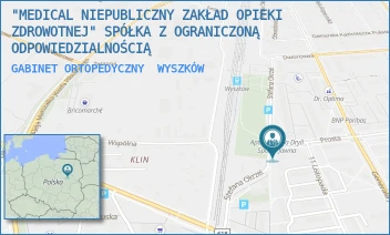 GABINET ORTOPEDYCZNY - "MEDICAL NIEPUBLICZNY ZAKŁAD OPIEKI ZDROWOTNEJ" SPÓŁKA Z OGRANICZONĄ ODPOWIEDZIALNOŚCIĄ - OKRZEI 79,  WYSZKÓW