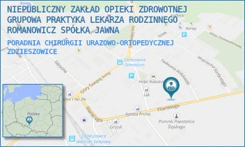 PORADNIA CHIRURGII URAZOWO-ORTOPEDYCZNEJ - NIEPUBLICZNY ZAKŁAD OPIEKI ZDROWOTNEJ GRUPOWA PRAKTYKA LEKARZA RODZINNEGO ROMANOWICZ SPÓŁKA JAWNA - UL. FILARSKIEGO 19,  ZDZIESZOWICE