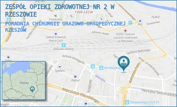 PORADNIA CHIRURGII URAZOWO-ORTOPEDYCZNEJ - ZESPÓŁ OPIEKI ZDROWOTNEJ NR 2 W RZESZOWIE - UL. ALEKSANDRA FREDRY 9,  RZESZÓW