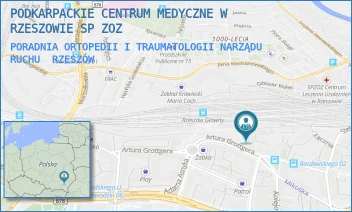 PORADNIA ORTOPEDII I TRAUMATOLOGII NARZĄDU RUCHU - PODKARPACKIE CENTRUM MEDYCZNE W RZESZOWIE SP ZOZ - PL. DWORCOWY 2,  RZESZÓW