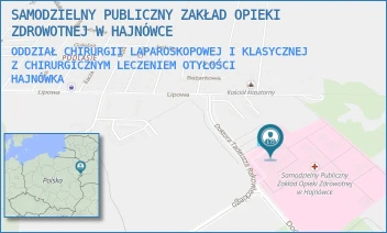 ODDZIAŁ CHIRURGII LAPAROSKOPOWEJ I KLASYCZNEJ Z CHIRURGICZNYM LECZENIEM OTYŁOŚCI - SAMODZIELNY PUBLICZNY ZAKŁAD OPIEKI ZDROWOTNEJ W HAJNÓWCE - DOC. ADAMA DOWGIRDA 9,  HAJNÓWKA
