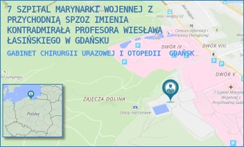 GABINET CHIRURGII URAZOWEJ I OTOPEDII - 7 SZPITAL MARYNARKI WOJENNEJ Z PRZYCHODNIĄ SPZOZ IMIENIA KONTRADMIRAŁA PROFESORA WIESŁAWA ŁASIŃSKIEGO W GDAŃSKU - POLANKI 117,  GDAŃSK