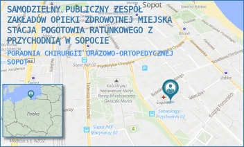 PORADNIA CHIRURGII URAZOWO-ORTOPEDYCZNEJ - SAMODZIELNY PUBLICZNY ZESPÓŁ ZAKŁADÓW OPIEKI ZDROWOTNEJ MIEJSKA STACJA POGOTOWIA RATUNKOWEGO Z PRZYCHODNIĄ W SOPOCIE - UL. BOLESŁAWA CHROBREGO 10,  SOPOT
