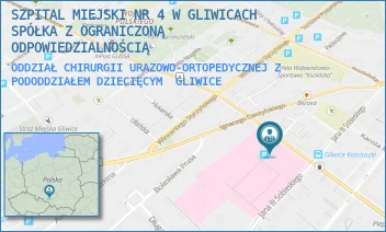 ODDZIAŁ CHIRURGII URAZOWO-ORTOPEDYCZNEJ Z PODODDZIAŁEM DZIECIĘCYM - SZPITAL MIEJSKI W GLIWICACH SPÓŁKA Z OGRANICZONĄ ODPOWIEDZIALNOŚCIĄ - TADEUSZA KOŚCIUSZKI 29,  GLIWICE