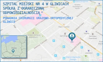 PORADNIA CHIRURGII URAZOWO-ORTOPEDYCZNEJ - SZPITAL MIEJSKI W GLIWICACH SPÓŁKA Z OGRANICZONĄ ODPOWIEDZIALNOŚCIĄ - UL. ZYGMUNTA STAREGO 20,  GLIWICE