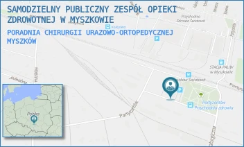 PORADNIA CHIRURGII URAZOWO-ORTOPEDYCZNEJ - SAMODZIELNY PUBLICZNY ZESPÓŁ OPIEKI ZDROWOTNEJ W MYSZKOWIE - UL. PARTYZANTÓW 21,  MYSZKÓW
