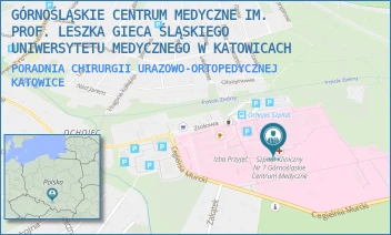 PORADNIA CHIRURGII URAZOWO-ORTOPEDYCZNEJ - GÓRNOŚLĄSKIE CENTRUM MEDYCZNE IM. PROF. LESZKA GIECA ŚLĄSKIEGO UNIWERSYTETU MEDYCZNEGO W KATOWICACH - UL. ZIOŁOWA 45-47,  KATOWICE
