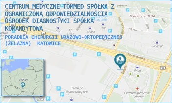 PORADNIA CHIRURGII URAZOWO-ORTOPEDYCZNEJ (ŻELAZNA) - CENTRUM MEDYCZNE TOMMED SPÓŁKA Z OGRANICZONĄ ODPOWIEDZIALNOŚCIĄ OŚRODEK DIAGNOSTYKI SPÓŁKA KOMANDYTOWA - UL. ŻELAZNA 1,  KATOWICE