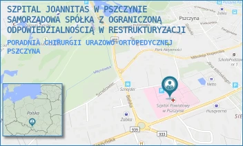 PORADNIA CHIRURGII URAZOWO-ORTOPEDYCZNEJ - SZPITAL JOANNITAS W PSZCZYNIE SAMORZĄDOWA SPÓŁKA Z OGRANICZONĄ ODPOWIEDZIALNOŚCIĄ W RESTRUKTURYZACJI - UL. DR. WITOLDA ANTESA 11,  PSZCZYNA