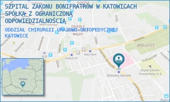 ODDZIAŁ CHIRURGII URAZOWO-ORTOPEDYCZNEJ - SZPITAL ZAKONU BONIFRATRÓW W KATOWICACH SPÓŁKA Z OGRANICZONĄ ODPOWIEDZIALNOŚCIĄ - L.MARKIEFKI  87,  KATOWICE