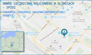 PORADNIA CHIRURGII URAZOWO-ORTOPEDYCZNEJ - OBWÓD LECZNICTWA KOLEJOWEGO W GLIWICACH - SPZOZ - UL. OPOLSKA 18,  GLIWICE
