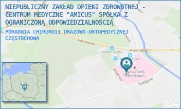 PORADNIA CHIRURGII URAZOWO-ORTOPEDYCZNEJ - NIEPUBLICZNY ZAKŁAD OPIEKI ZDROWOTNEJ - CENTRUM MEDYCZNE "AMICUS" SPÓŁKA Z OGRANICZONĄ ODPOWIEDZIALNOŚCIĄ - ALEJA POKOJU 44,  CZĘSTOCHOWA