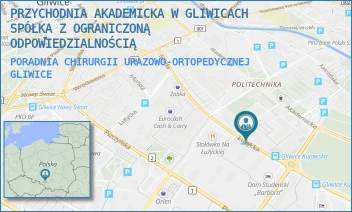 PORADNIA CHIRURGII URAZOWO-ORTOPEDYCZNEJ - PRZYCHODNIA AKADEMICKA W GLIWICACH SPÓŁKA Z OGRANICZONĄ ODPOWIEDZIALNOŚCIĄ - UL. ŁUŻYCKA 5,  GLIWICE