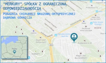 PORADNIA CHIRURGII URAZOWO-ORTOPEDYCZNEJ - "MERKURY" SPÓŁKA Z OGRANICZONĄ ODPOWIEDZIALNOŚCIĄ - UL. KAROLA ADAMIECKIEGO 13,  DĄBROWA GÓRNICZA