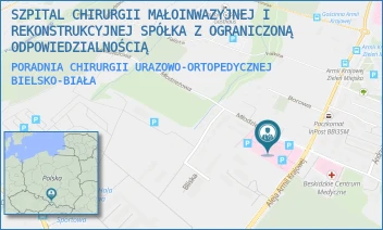 PORADNIA CHIRURGII URAZOWO-ORTOPEDYCZNEJ - SZPITAL CHIRURGII MAŁOINWAZYJNEJ I REKONSTRUKCYJNEJ SPÓŁKA Z OGRANICZONĄ ODPOWIEDZIALNOŚCIĄ - AL. ARMII KRAJOWEJ 180,  BIELSKO-BIAŁA