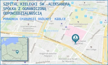 PORADNIA CHIRURGII OGÓLNEJ - SZPITAL KIELECKI ŚW. ALEKSANDRA SPÓŁKA Z OGRANICZONĄ ODPOWIEDZIALNOŚCIĄ - KOŚCIUSZKI 25,  KIELCE