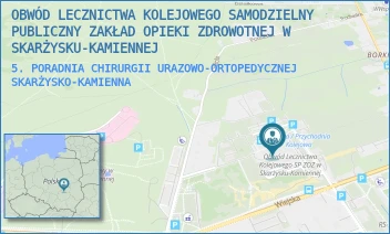 5. PORADNIA CHIRURGII URAZOWO-ORTOPEDYCZNEJ - OBWÓD LECZNICTWA KOLEJOWEGO SAMODZIELNY PUBLICZNY ZAKŁAD OPIEKI ZDROWOTNEJ W SKARŻYSKU-KAMIENNEJ - SOKOLA 50,  SKARŻYSKO-KAMIENNA