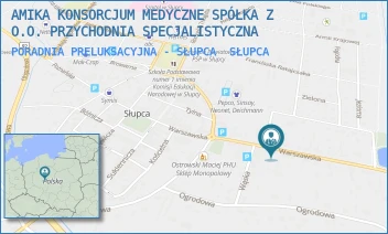 PORADNIA PRELUKSACYJNA - SŁUPCA - AMIKA KONSORCJUM MEDYCZNE SPÓŁKA Z O.O. PRZYCHODNIA SPECJALISTYCZNA - WARSZAWSKA 16,  SŁUPCA