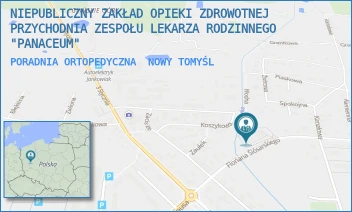 PORADNIA ORTOPEDYCZNA - NIEPUBLICZNY ZAKŁAD OPIEKI ZDROWOTNEJ PRZYCHODNIA ZESPOŁU LEKARZA RODZINNEGO "PANACEUM" - FLORIANA ŚLÓSARSKIEGO 4A,  NOWY TOMYŚL