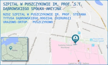 NZOZ SZPITAL W PUSZCZYKOWIE IM. PROF. STEFANA TYTUSA DĄBROWSKIEGO ODDZIAŁ CHIRURGII URAZOWO-ORTOP. - SZPITAL W PUSZCZYKOWIE IM. PROF. S.T. DĄBROWSKIEGO SPÓŁKA AKCYJNA - KRASZEWSKIEGO 11,  PUSZCZYKOWO