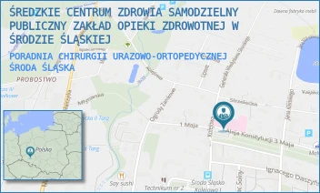PORADNIA CHIRURGII URAZOWO-ORTOPEDYCZNEJ - ŚREDZKIE CENTRUM ZDROWIA SAMODZIELNY PUBLICZNY ZAKŁAD OPIEKI ZDROWOTNEJ W ŚRODZIE ŚLĄSKIEJ - UL. KOLEJOWA 16/A,  ŚRODA ŚLĄSKA